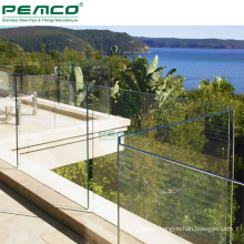 Hot Sale Home U Shape Base Balustrade Design Frameless Tempered Glass Aluminum Balcony Railing